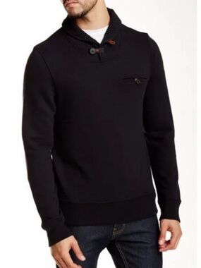 Billy Reid Shiloh Shawl Collar Pullover Sweater Size M Mens Black Neutral Comfy